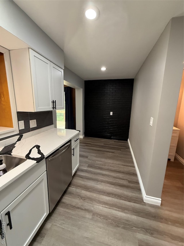 1321 Rainbow Dr, Saginaw, MI 48638 - kitchen featuring dishwasher, white cabinetry, light countertops, recessed lighting, and light wood finished floors
