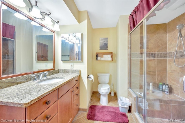 210 Mary St, Flushing, MI 48433 - full bathroom with vanity, a stall shower, and tile patterned flooring