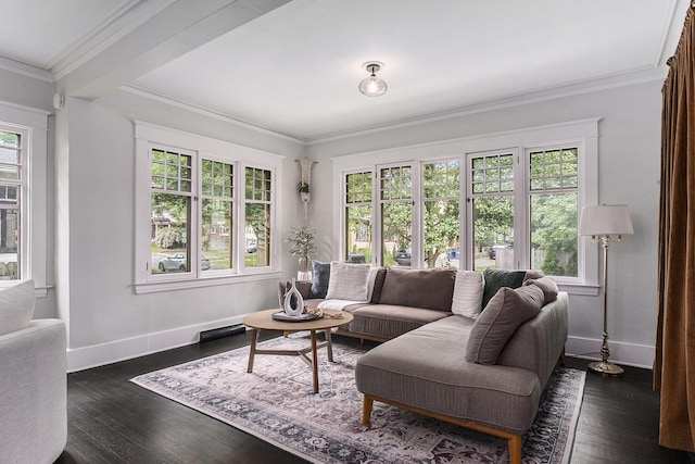 643 Giddings Ave SE, Grand Rapids, MI 49506 - living area with crown molding and dark wood-type flooring