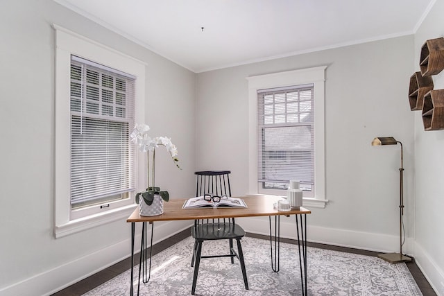 643 Giddings Ave SE, Grand Rapids, MI 49506 - home office with wood finished floors and ornamental molding