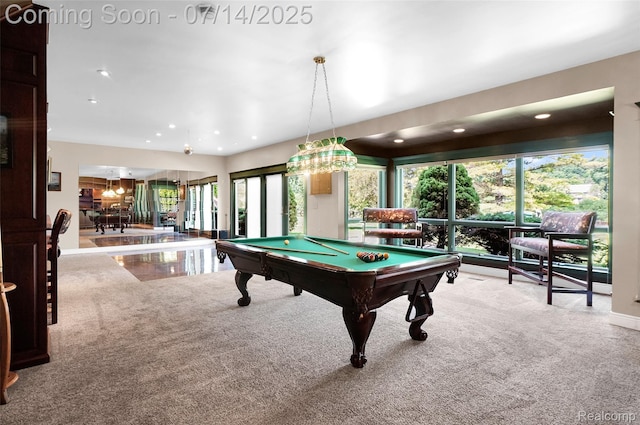 2985 Dana Pointe Dr, Pinckney, MI 48169 - rec room with carpet, recessed lighting, and billiards
