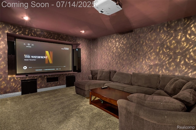 2985 Dana Pointe Dr, Pinckney, MI 48169 - home theater with wallpapered walls and carpet flooring