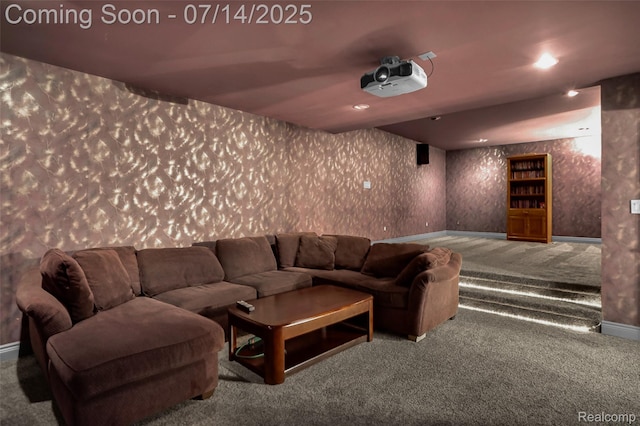 2985 Dana Pointe Dr, Pinckney, MI 48169 - carpeted cinema with wallpapered walls and baseboards