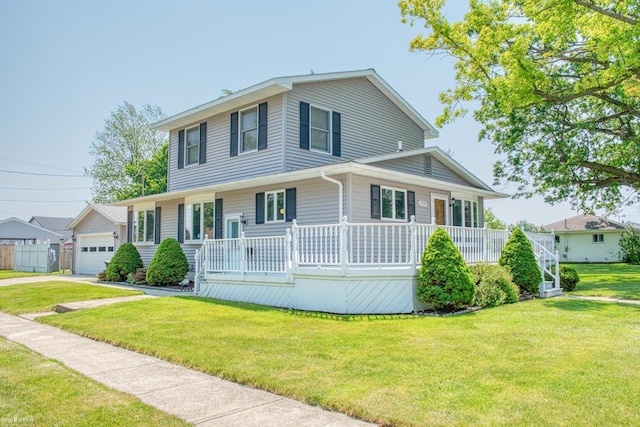 538 Dimmick St, Owosso, MI 48867 - view of front of property featuring a porch, a front lawn, and concrete driveway