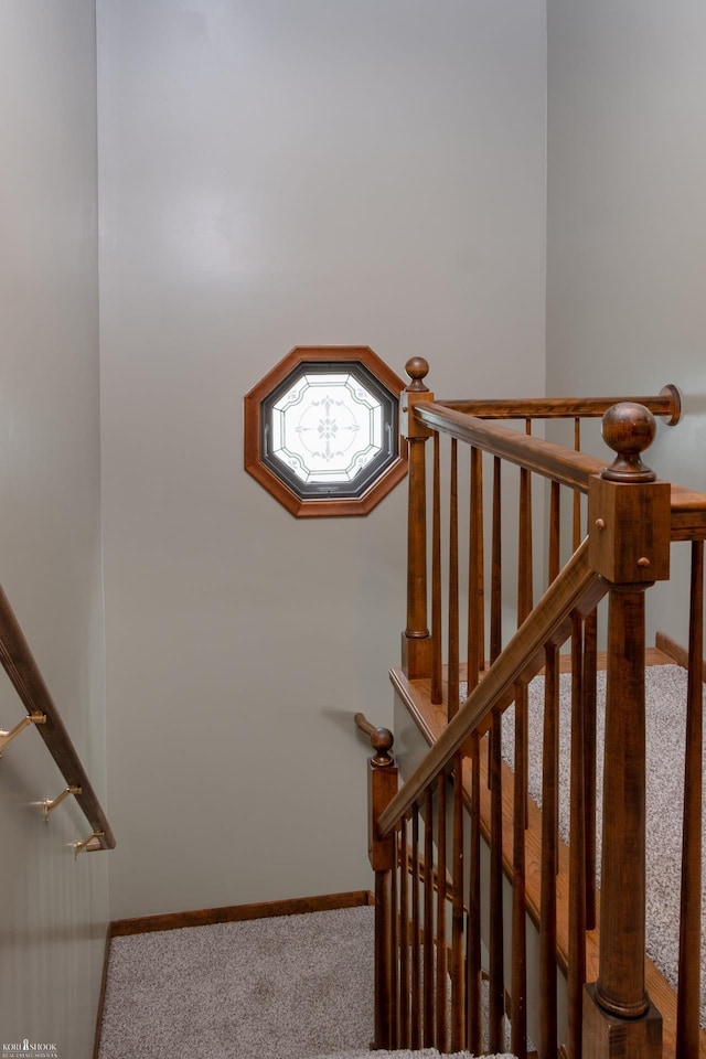 538 Dimmick St, Owosso, MI 48867 - stairs with carpet floors and baseboards