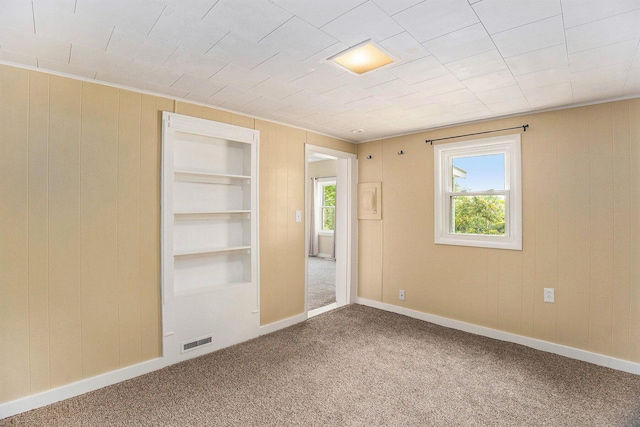 705 E Dowland St, Ludington, MI 49431 - carpeted empty room with wood walls and built in features