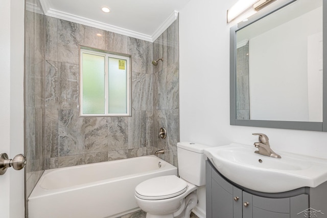 2411 Sheridan Ave, Saginaw, MI 48601 - full bath featuring vanity, bathtub / shower combination, and ornamental molding