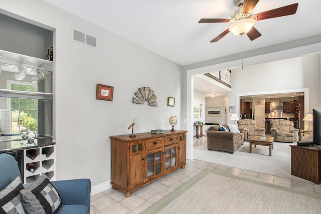 7251 Beverly Dr, South Haven, MI 49090 - living room featuring a ceiling fan and light tile patterned floors