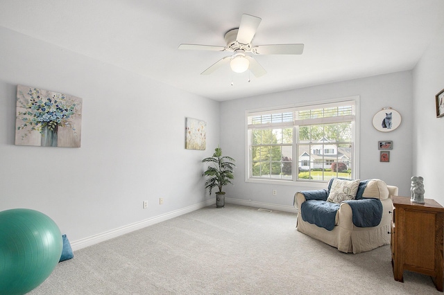 7251 Beverly Dr, South Haven, MI 49090 - living area featuring carpet floors and a ceiling fan