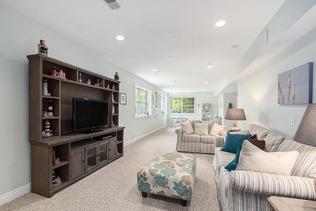 7251 Beverly Dr, South Haven, MI 49090 - living area featuring light colored carpet and recessed lighting