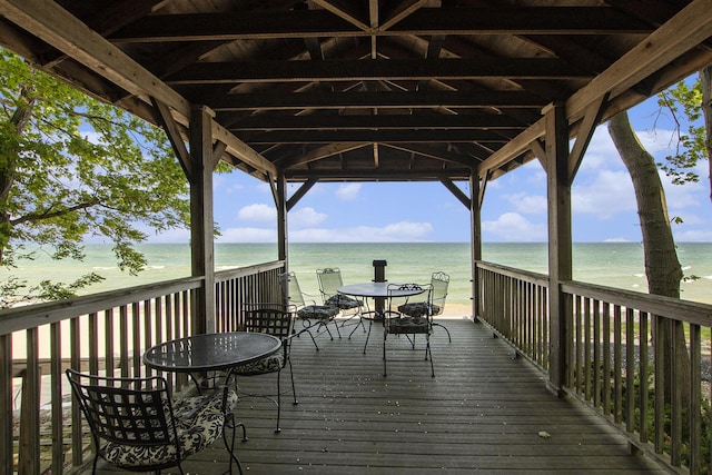 7251 Beverly Dr, South Haven, MI 49090 - deck featuring view of water and beach