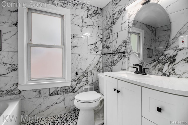 18504 Sussex St, Detroit, MI 48235 - full bathroom with tile walls, vanity, and a bathtub