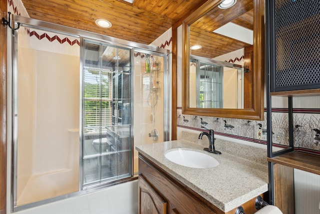 6860 Ashley Ave NE, Belding, MI 48809 - full bath with vanity, combined bath / shower with glass door, and recessed lighting