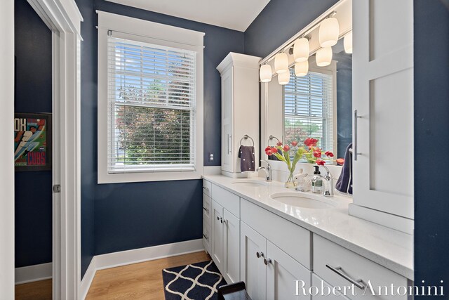 3794 Lake Birch St NE, Grand Rapids, MI 49525 - full bath with plenty of natural light, double vanity, and wood finished floors