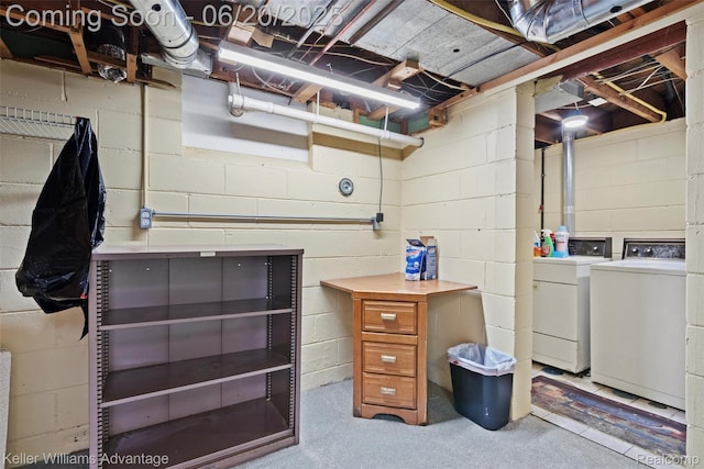 34030 Hampshire St, Livonia, MI 48154 - unfinished below grade area featuring separate washer and dryer and concrete block wall