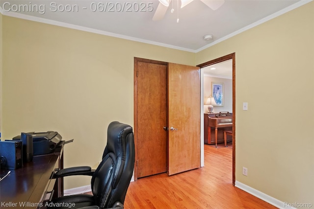 34030 Hampshire St, Livonia, MI 48154 - office space with ornamental molding, light wood-style flooring, and ceiling fan