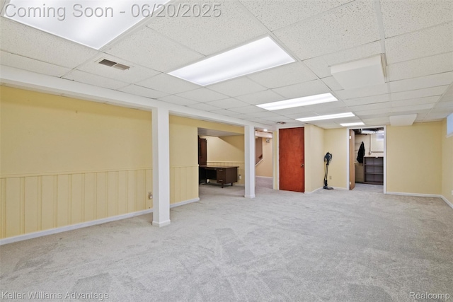 34030 Hampshire St, Livonia, MI 48154 - finished basement with carpet flooring and a drop ceiling