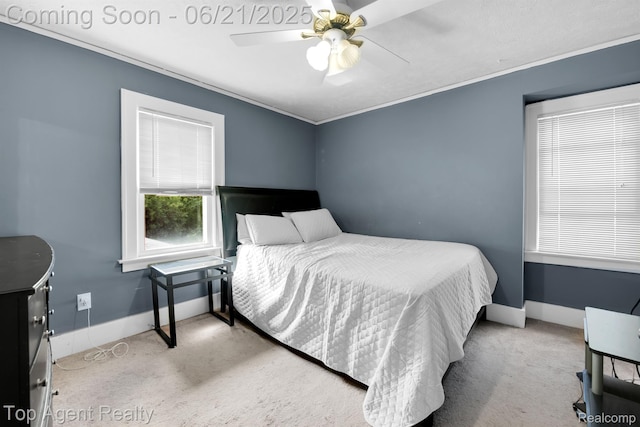 136 Alice Ave, Bloomfield Hills, MI 48302 - carpeted bedroom featuring crown molding and ceiling fan