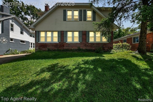 136 Alice Ave, Bloomfield Hills, MI 48302 - back of property featuring a yard, brick siding, and a chimney