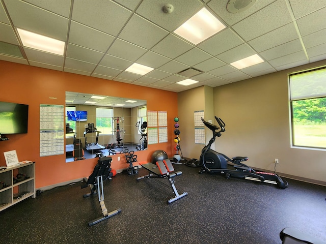 8456 Torreyhill Ct, Elmira, MI 49730 - gym featuring a drop ceiling
