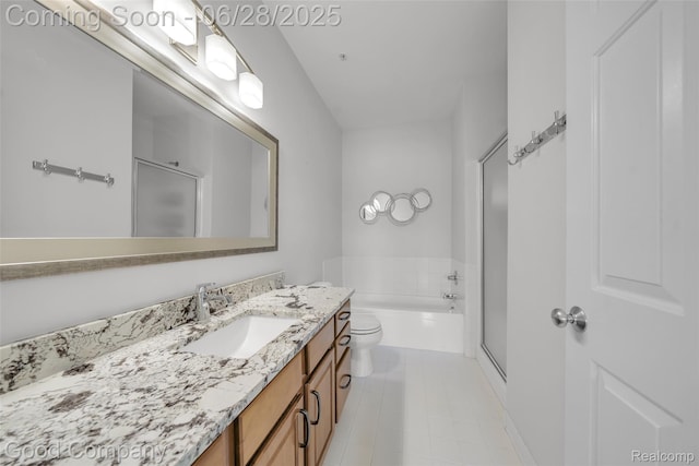 41606 Hamlet Ln, Novi, MI 48375 - full bath featuring vanity, an enclosed shower, a bath, and tile patterned flooring