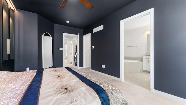 2949 Aughton Rd, Ann Arbor, MI 48105 - bedroom featuring carpet, ensuite bath, and a ceiling fan