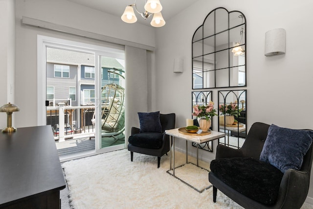 2949 Aughton Rd, Ann Arbor, MI 48105 - sitting room with a chandelier and carpet flooring