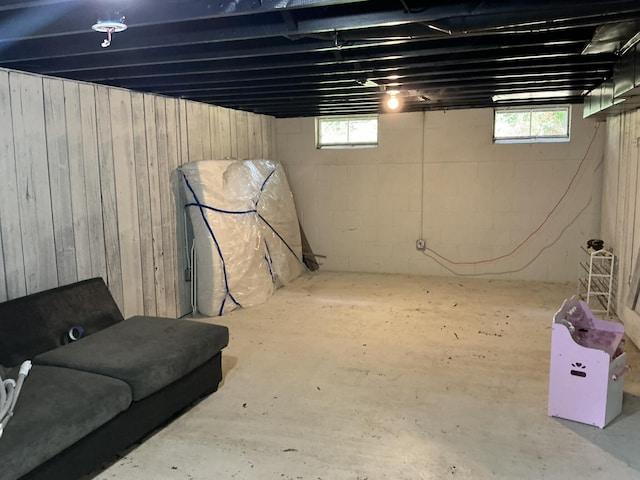 2383 Holton Rd, Muskegon, MI 49445 - basement with wooden walls and healthy amount of natural light