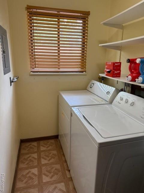 5496 Elizabeth Lake Rd, Waterford, MI 48327 - laundry area with washing machine and dryer and electric panel