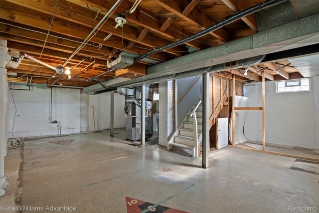3434 Campbell St, Dearborn, MI 48124 - basement with heating unit and stairs