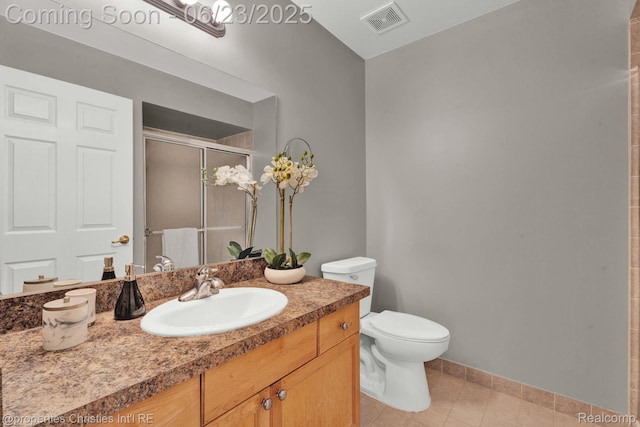 3581 Oakmonte Blvd Unit 60, Rochester, MI 48306 - full bathroom with a shower stall, vanity, and tile patterned floors