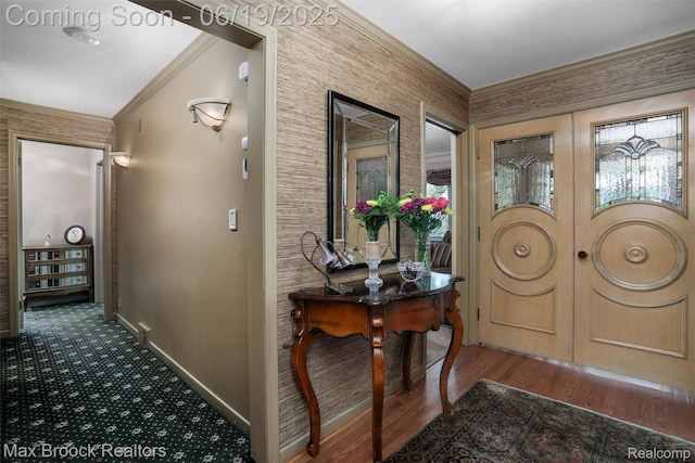 25845 Salem Rd, Huntington Woods, MI 48070 - foyer with french doors and ornamental molding