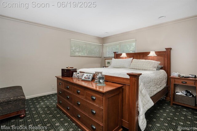25845 Salem Rd, Huntington Woods, MI 48070 - bedroom with dark colored carpet and ornamental molding