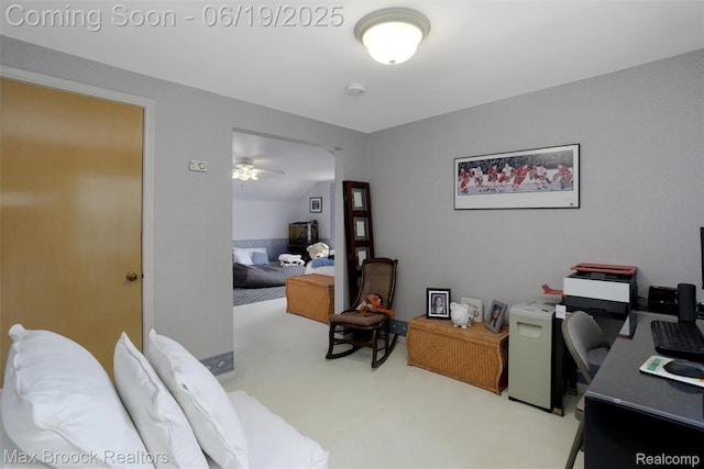 25845 Salem Rd, Huntington Woods, MI 48070 - home office featuring light carpet and ceiling fan
