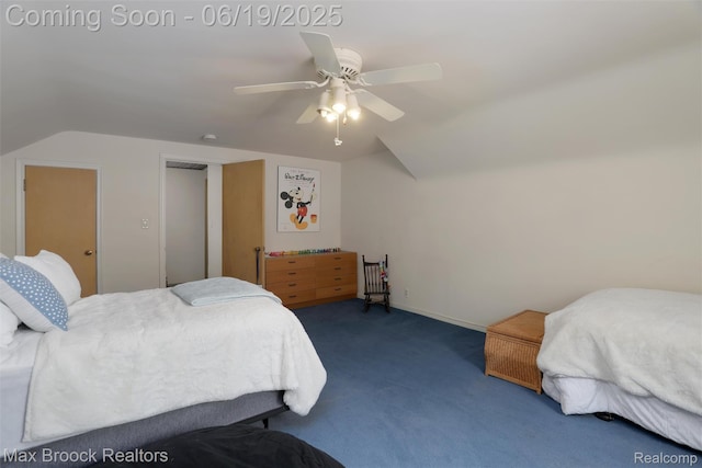 25845 Salem Rd, Huntington Woods, MI 48070 - carpeted bedroom with vaulted ceiling and a ceiling fan