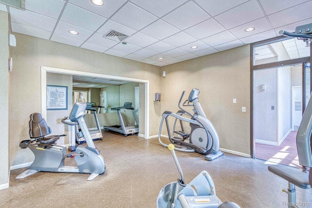 5000 Town Ctr Unit 2001, Southfield, MI 48075 - gym with a paneled ceiling and recessed lighting