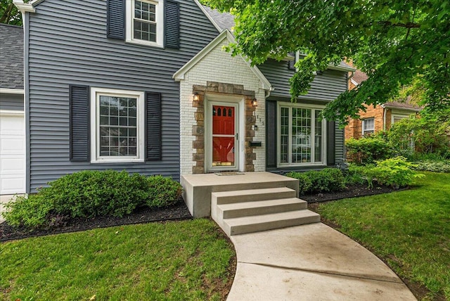 1115 Keneberry Way SE, East Grand Rapids, MI 49506 - view of front of house with stone siding and a front lawn