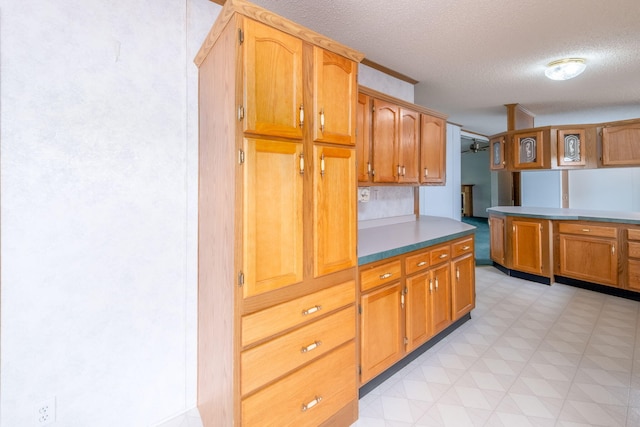 19275 N Coates Hwy, Brethren, MI 49619 - kitchen with a textured ceiling and brown cabinets