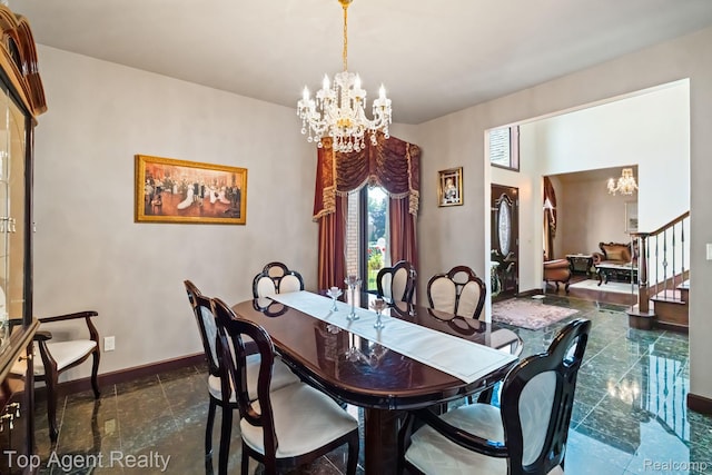 13205 Van Pamel Dr, Shelby Twp, MI 48315 - dining room with a chandelier and stairway