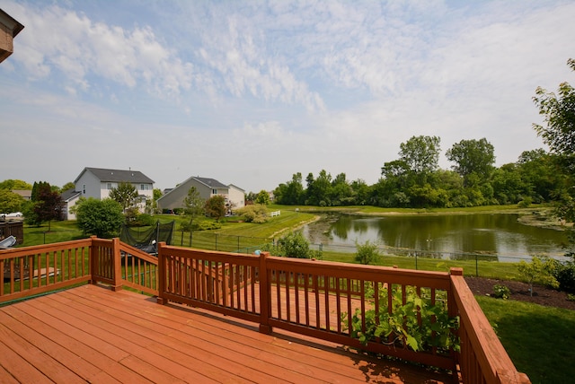 1924 Savannah Ln, Ypsilanti, MI 48198 - deck with a water view and a fenced backyard