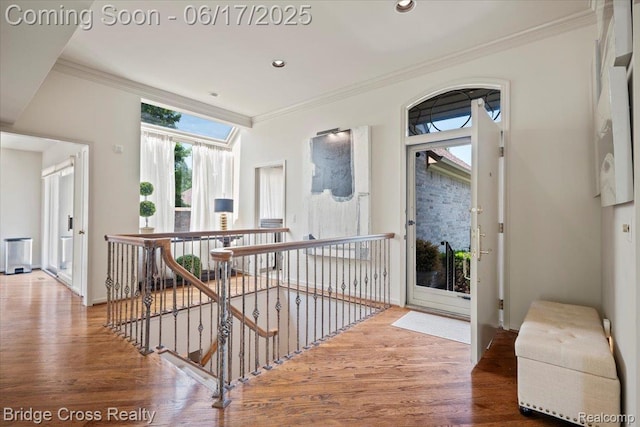 22025 Orchard Way, Beverly Hills, MI 48025 - entrance foyer with wood finished floors, ornamental molding, and recessed lighting