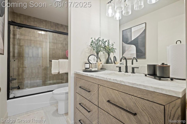22025 Orchard Way, Beverly Hills, MI 48025 - bathroom featuring vanity, shower / bath combination with glass door, and a chandelier