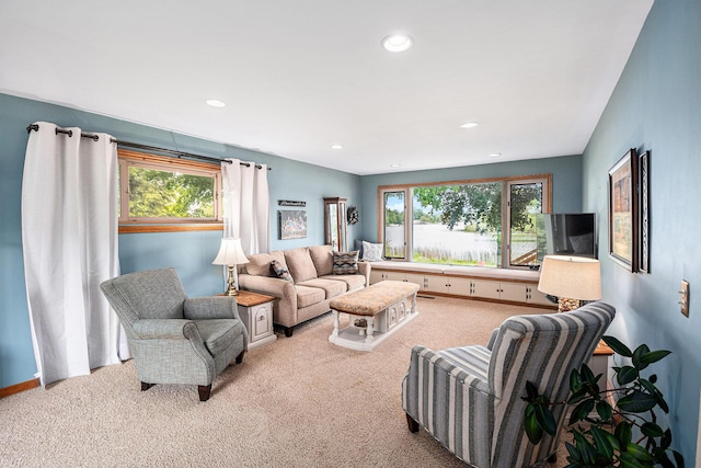 13278 W Stanton Rd, Trufant, MI 49347 - carpeted living room with recessed lighting