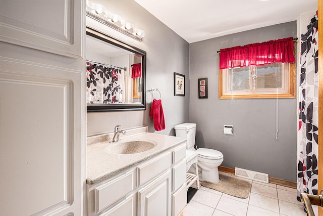 13278 W Stanton Rd, Trufant, MI 49347 - bathroom featuring vanity, tile patterned floors, and a shower with shower curtain