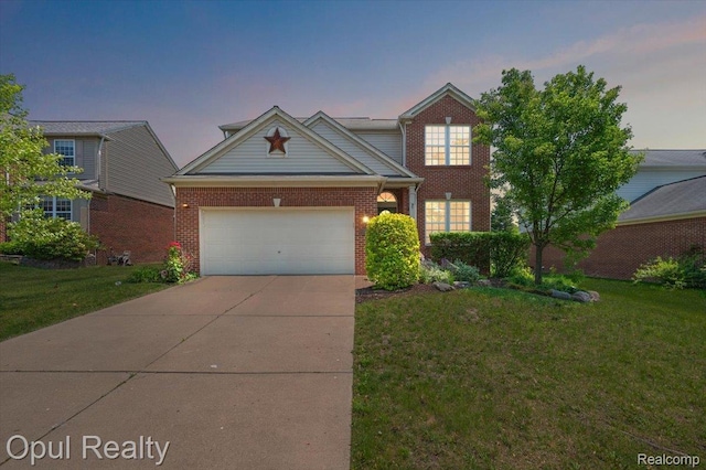 1978 Frances Way, Ypsilanti, MI 48198 - traditional-style home with driveway, an attached garage, a front lawn, and brick siding