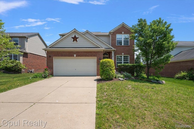 1978 Frances Way, Ypsilanti, MI 48198 - traditional home with driveway, an attached garage, brick siding, and a front lawn