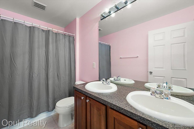 1978 Frances Way, Ypsilanti, MI 48198 - bathroom featuring tile patterned floors, double vanity, and curtained shower