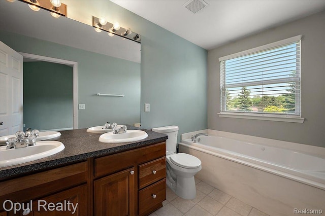 1978 Frances Way, Ypsilanti, MI 48198 - bathroom with a bath, double vanity, and tile patterned flooring