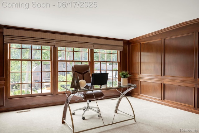 33 Oxford Blvd, Pleasant Ridge, MI 48069 - office featuring ornamental molding, carpet floors, and healthy amount of natural light