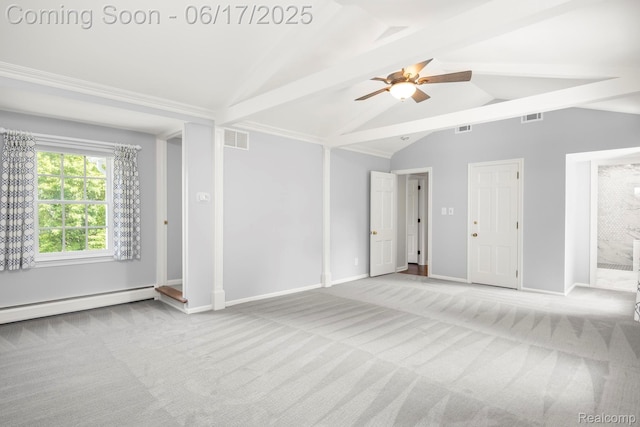 33 Oxford Blvd, Pleasant Ridge, MI 48069 - spare room with carpet flooring, a baseboard heating unit, and a ceiling fan